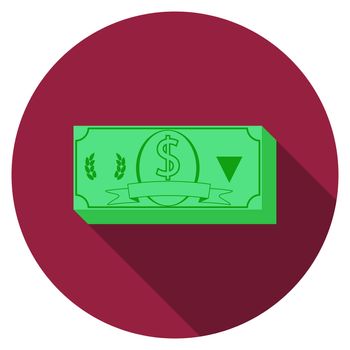 Flat design vector money icon with long shadow, isolated