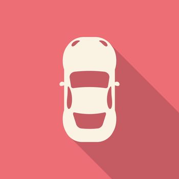 Flat design modern vector illustration of Car Icon with long shadow effect.