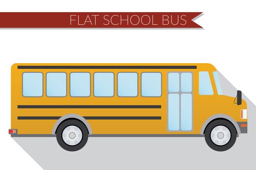 Flat design vector illustration city Transportation, school bus, side view .