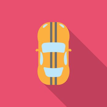 Flat design modern vector illustration of car icon with long shadow