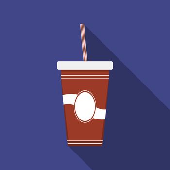 Flat design modern vector illustration of drink icon with long shadow.