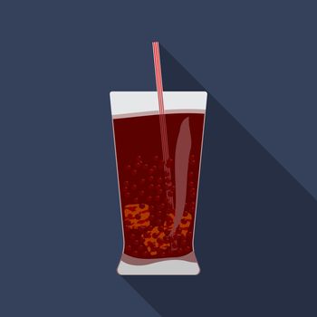Flat design modern vector illustration of cold drink icon with long shadow.