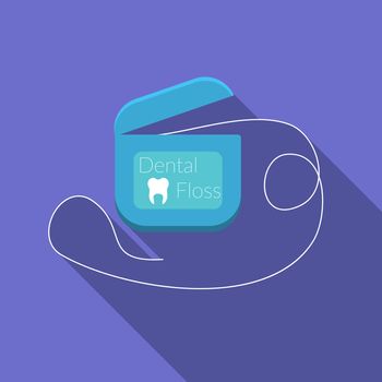 Flat design modern vector illustration of dental floss icon with long shadow.
