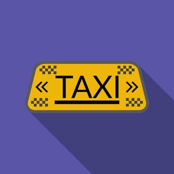 Flat design vector taxi icon with long shadow.