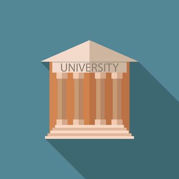 Flat design style vector illustration concept for University building education icon with long shadow.