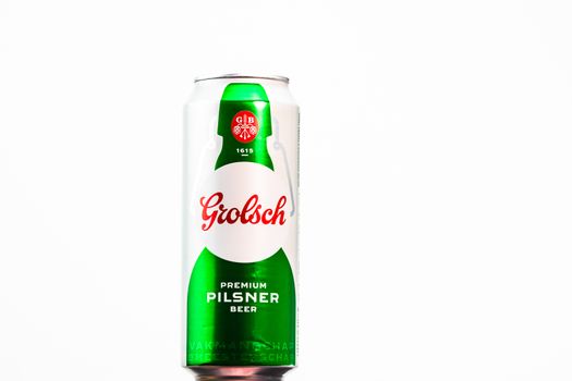 Grolsch Premium Pilsner - Grolsch Premium Lager, is the flagship beer of Dutch Grolsch Brewery. Studio photo shoot in Bucharest, Romania, 2020