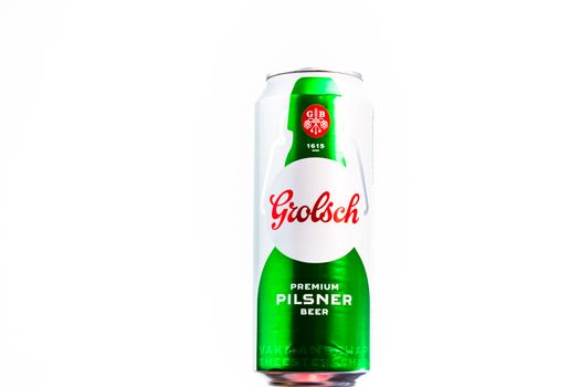 Grolsch Premium Pilsner - Grolsch Premium Lager, is the flagship beer of Dutch Grolsch Brewery. Studio photo shoot in Bucharest, Romania, 2020