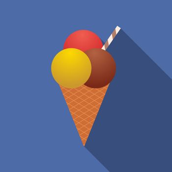 Flat design vector icecream icon with long shadow