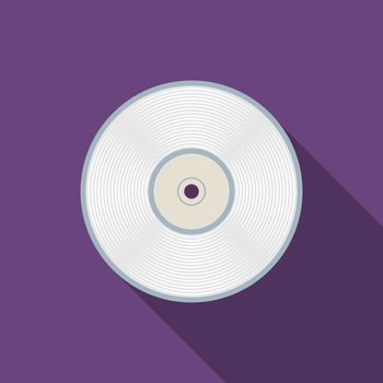 Flat design vector compact disc icon with long shadow.