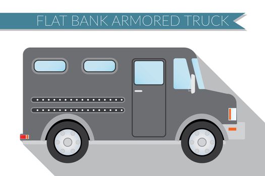 Flat design vector illustration city Transportation, bank armored Truck, side view .