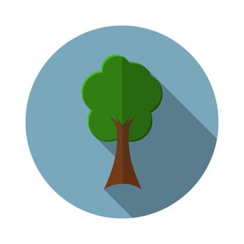 Flat design modern vector illustration of tree icon, with long shadow.