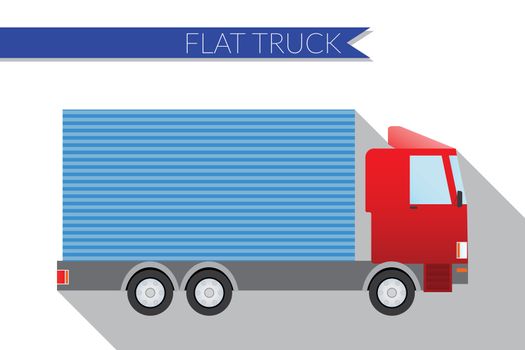 Flat design vector illustration city Transportation, small truck for transportation cargo, side view .