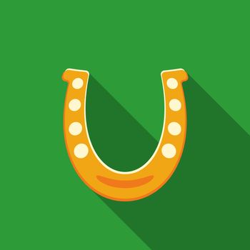 Flat design vector horseshoe icon with long shadow.