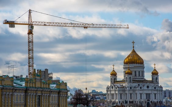 February 5, 2020, Moscow, Russia Cathedral of Christ the Savior in Moscow on a clear frosty day