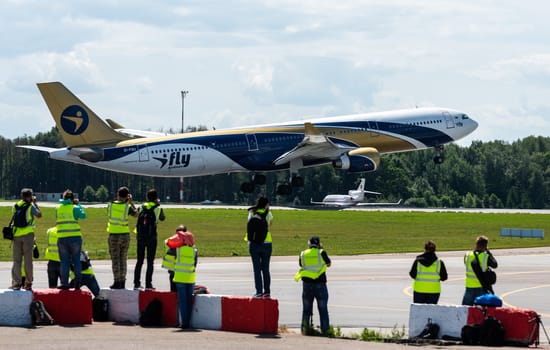 July 2, 2019, Moscow, Russia. Airplane Airbus A330-300 I Fly Airlines at Vnukovo airport in Moscow.