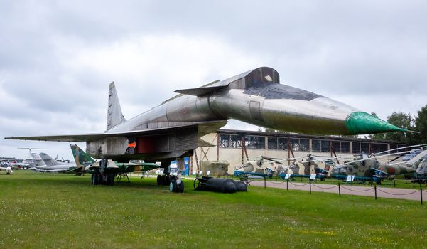 July 18, 2018, Moscow region, Russia. Soviet strategic bomber Sukhoi T-4 at the Central Museum of the Russian Air Force in Monino.