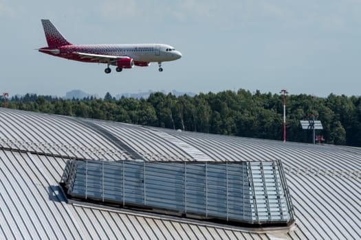 July 2, 2019, Moscow, Russia. Airplane Airbus A319-100 Rossiya - Russian Airlines at Vnukovo airport in Moscow.
