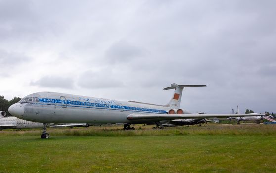 July 18, 2018, Moscow region, Russia. Soviet long-haul passenger aircraft Ilyushin Il-62 at the Central Museum of the Russian Air Force in Monino.