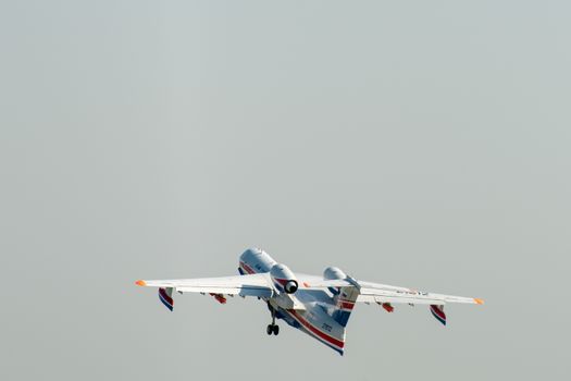 August 30, 2019. Zhukovsky, Russia. Multipurpose amphibious aircraft Beriev Be-200 Altair  at the International Aviation and Space Salon MAKS 2019.