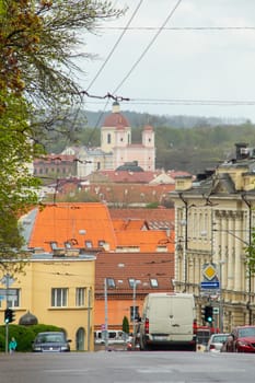 April 27, 2018 Vilnius, Lithuania. Car traffic on one of the streets in Vilnius.