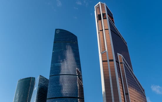 October 23, 2020, Moscow, Russia. Skyscrapers of the Moscow City office center in good weather.