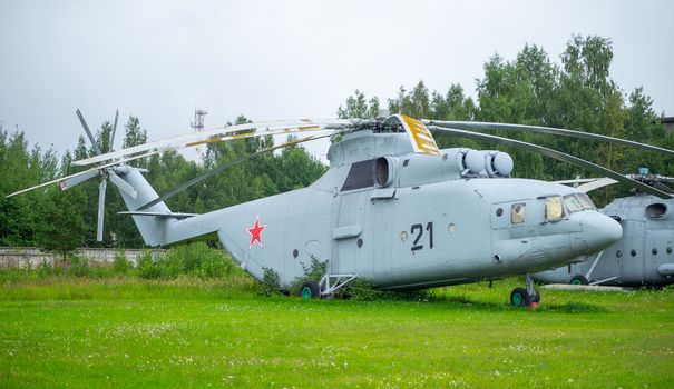 July 18, 2018, Moscow region, Russia. Mil Mi-26 heavy transport helicopter at the Central Museum of the Russian Air Force in Monino.