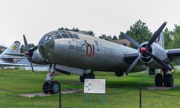 July 18, 2018, Moscow region, Russia. Soviet strategic bomber Tupolev Tu-4 at the Central Museum of the Russian Air Force in Monino.