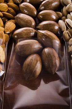 Pecan nuts in shell in transparent packaging
