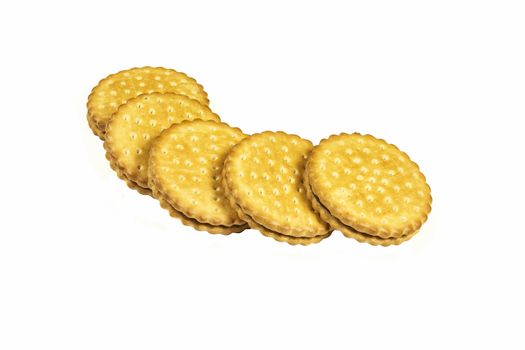 Round biscuits with chocolate filling lie on a light background