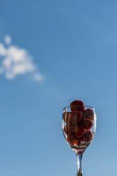 Berries of a strawberry in a glass