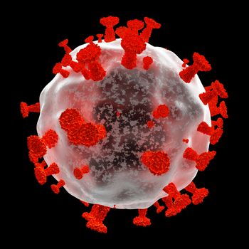 Coronavirus or Covid-19 isolated on black background 3D Render