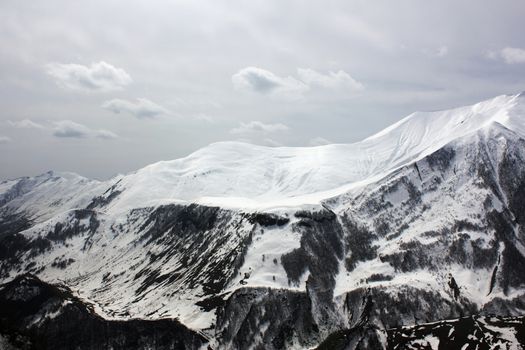 Mountain landscape and beautiful view in Khazbegi, Georgia