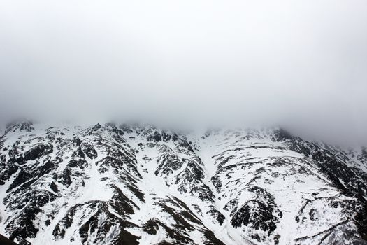 Mountain landscape and beautiful view in Khazbegi, Georgia