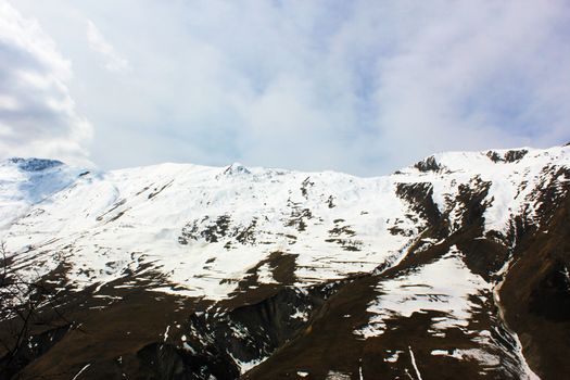 Mountain landscape and beautiful view in Khazbegi, Georgia