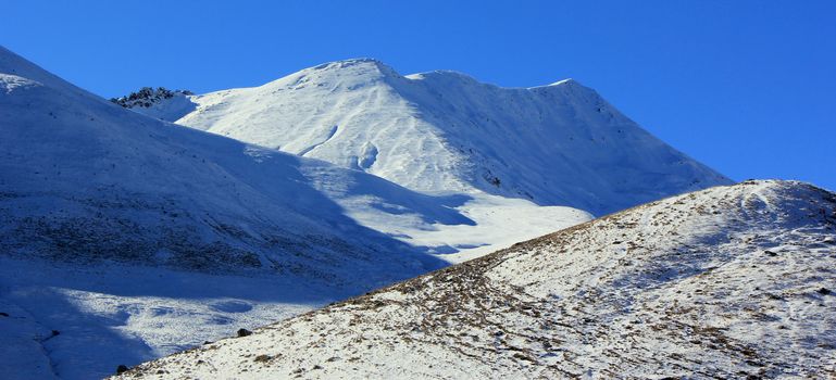 Mountain landscape and beautiful view in Khazbegi, Georgia