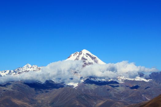 Mountain landscape of Mkhinvarthveri and beautiful view in Khazbegi, Georgia