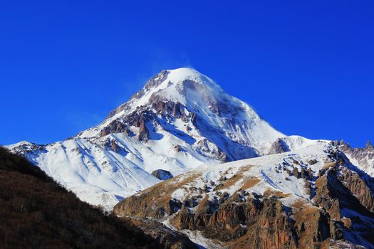 Mountain landscape of Mkhinvarthveri and beautiful view in Khazbegi, Georgia