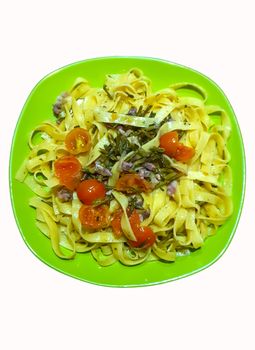 TAGLIATELLE ASPARAGI BACON AND CHERRY TOMATOES