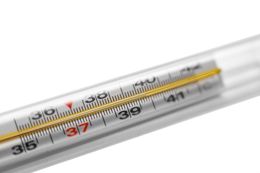 High temperature on a mercury thermometer. Sign of illness