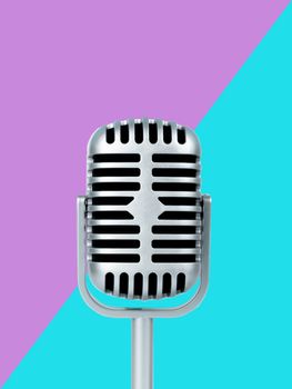 Microphone retro on color background