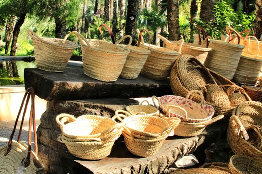 Traditional craft hemp baskets and handbags for sale in Elche, Spain