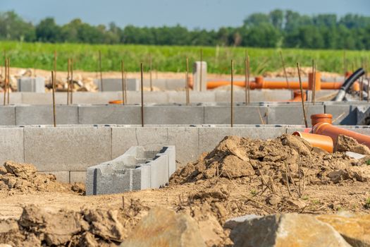 foundation of a family house from lost formwork.