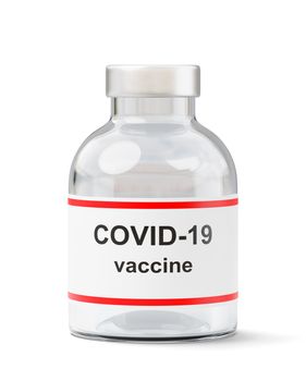 Covid 19 Vaccine Bottle Isolated on White Background 3D Illustration