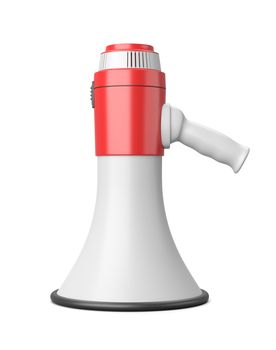 Red and White Megaphone on White Background 3D Illustration