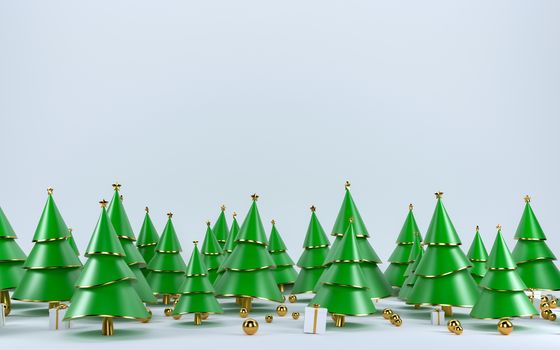 Christmas tree scene concept decoration with empty space for text. 3d rendering