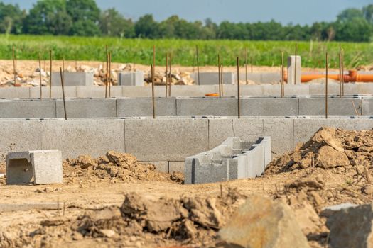 foundation of a family house from lost formwork.