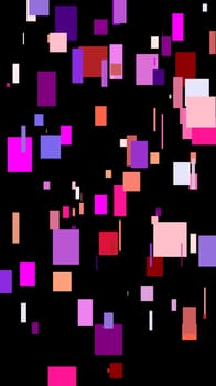 Abstract minimalist red pink violet illustration with squares and black background