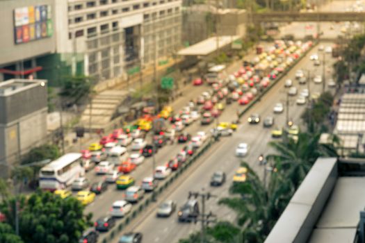 Blurred of traffic in Bangkok Thailand.