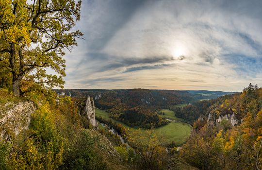 Fantastic autumn hike in the beautiful Danube valley at the Beuron monastery with beautiful views and rocks