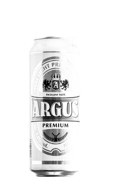 Argus Premium Lager beer. Lild supermarket own brand beer. Studio photo shoot in Bucharest, Romania, 2020